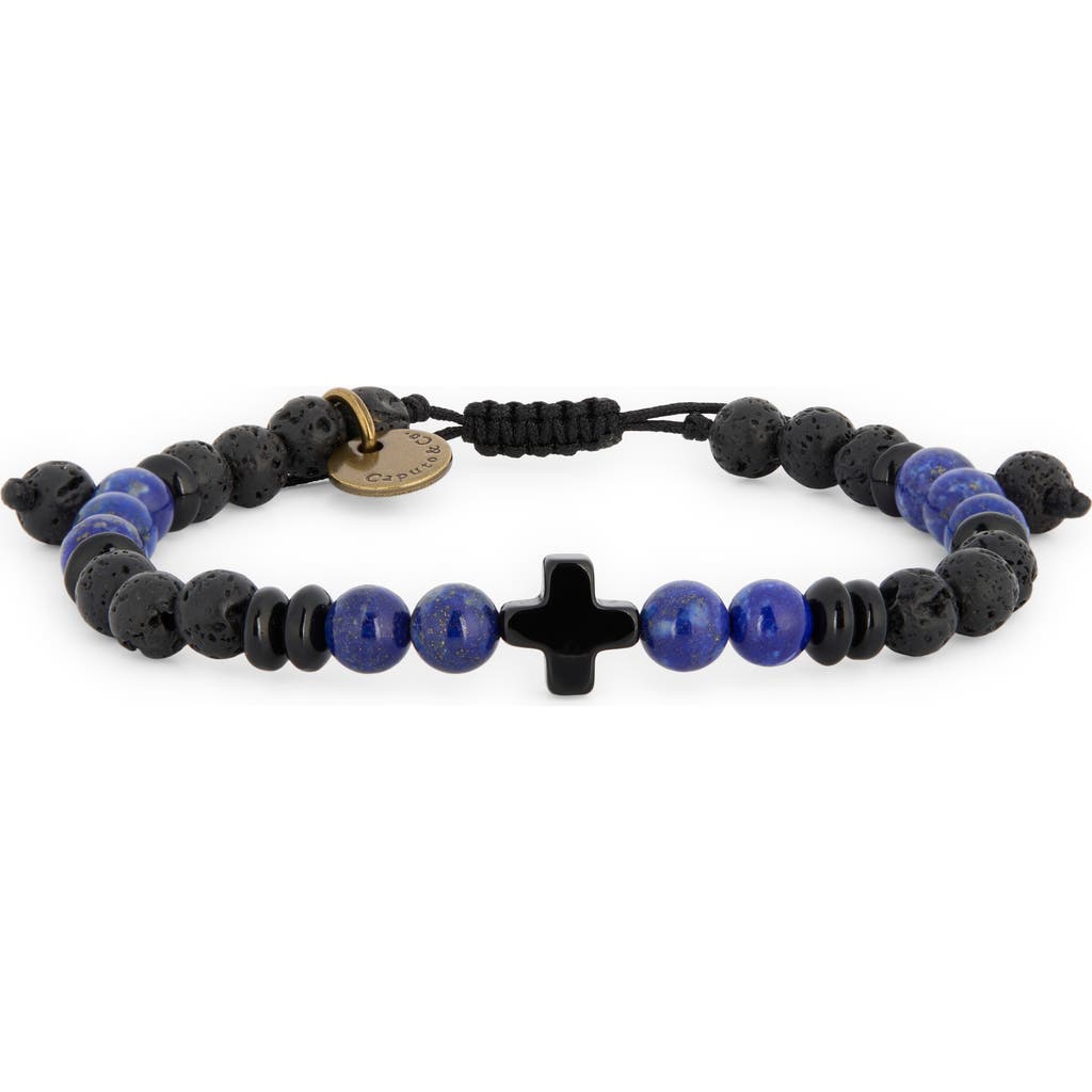 Caputo & Co Black Onyx Cross Bracelet