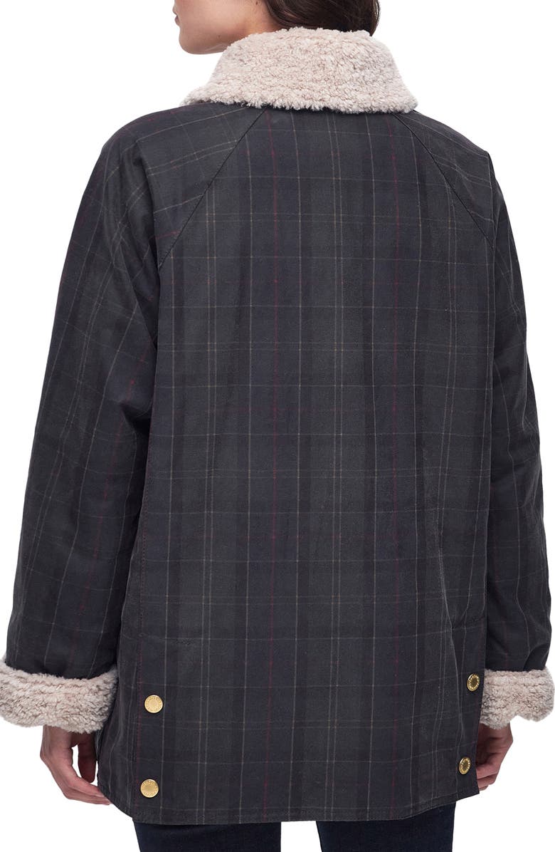 Barbour Swainby Windowpane Plaid Waxed Cotton Barn Jacket, Alternate, color, 