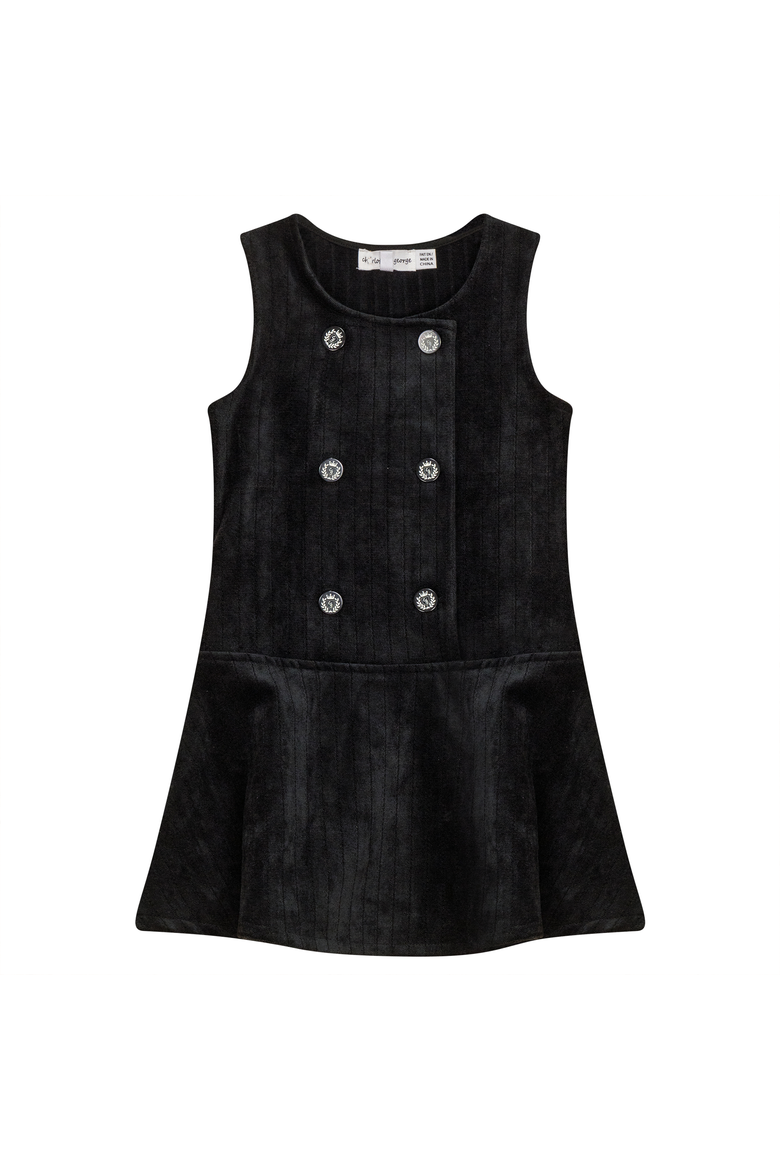 Striped Velour Jumper with Ruffle, Main, color, Black