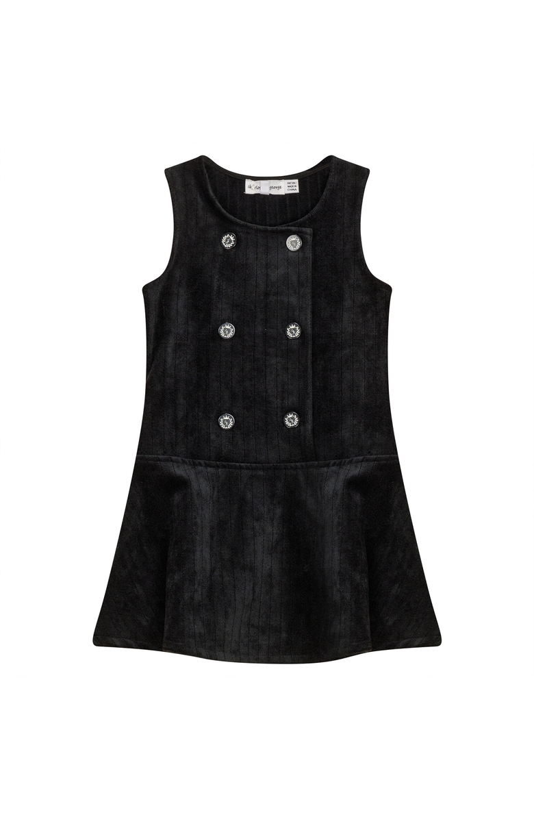 Charlotte & George Striped Velour Jumper with Ruffle, Main, color, Black
