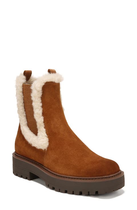 Laguna Faux Fur Trim Platform Chelsea Boot (Women)
