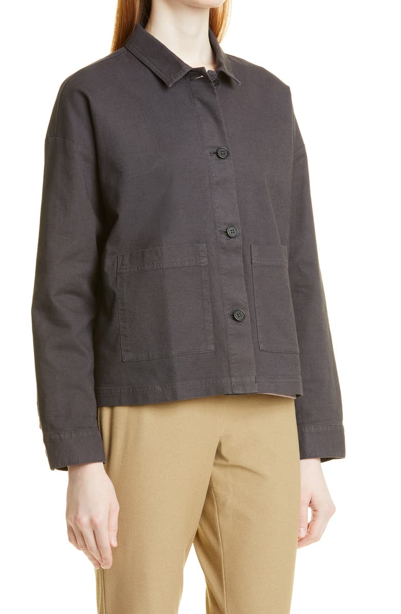 Eileen Fisher Elieen Fisher Classic Collar Organic Cotton & Hemp Jacket, Alternate, color, 