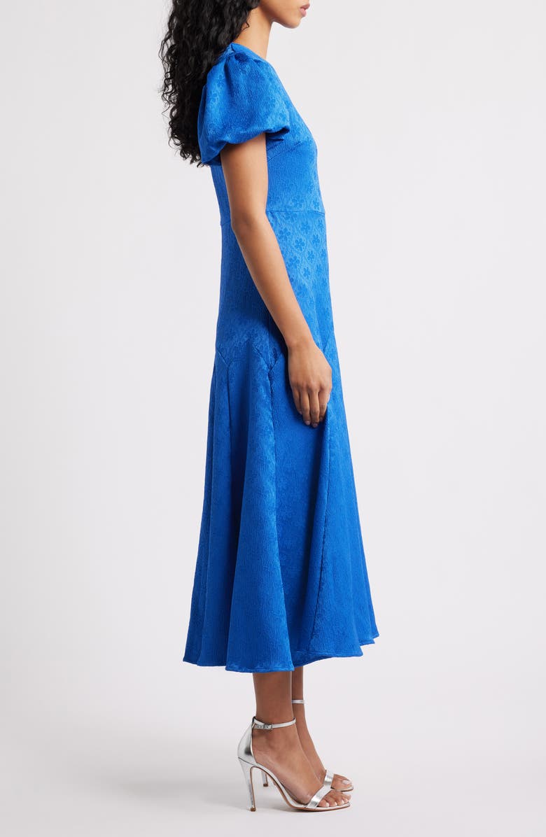 Sister Jane Oriel Geo Floral Satin Jacquard Dress, Alternate, color, Blue