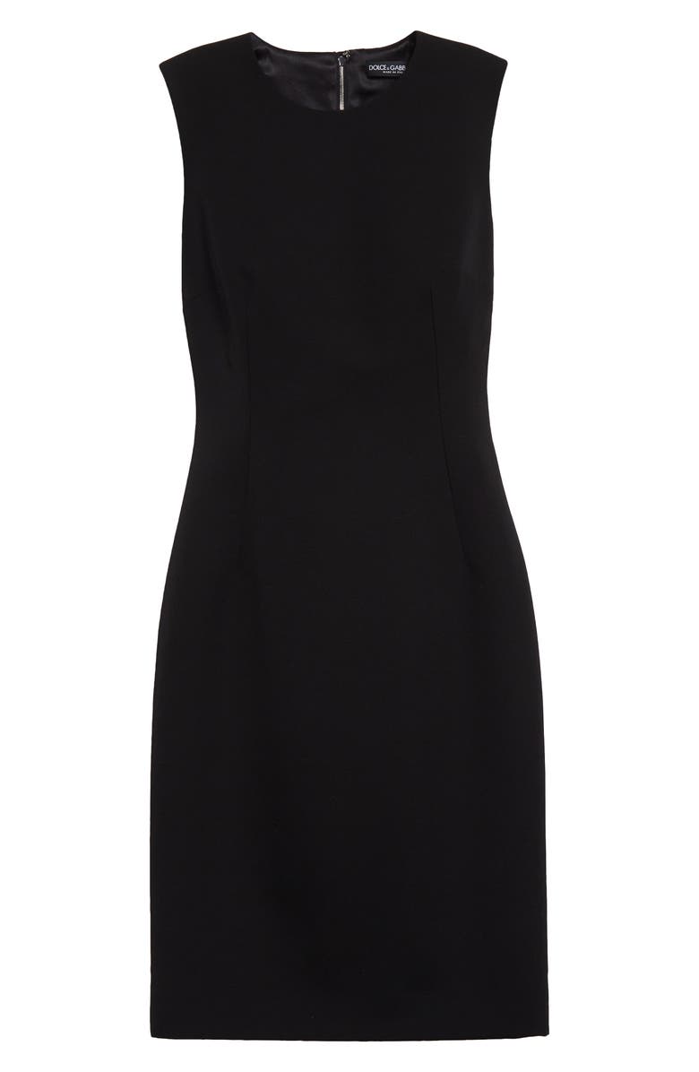 Dolce&Gabbana Lana Sleeveless Virgin Wool Sheath Dress, Alternate, color, N0000 Nero