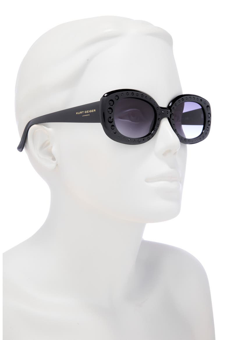 50mm Oval Sunglasses, Alternate, color, SOLID BLACK