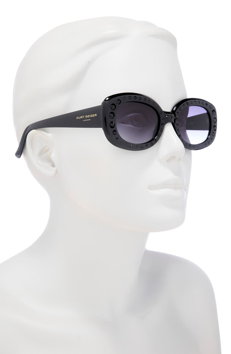 Kurt Geiger London 50mm Oval Sunglasses, Alternate, color, Solid Black