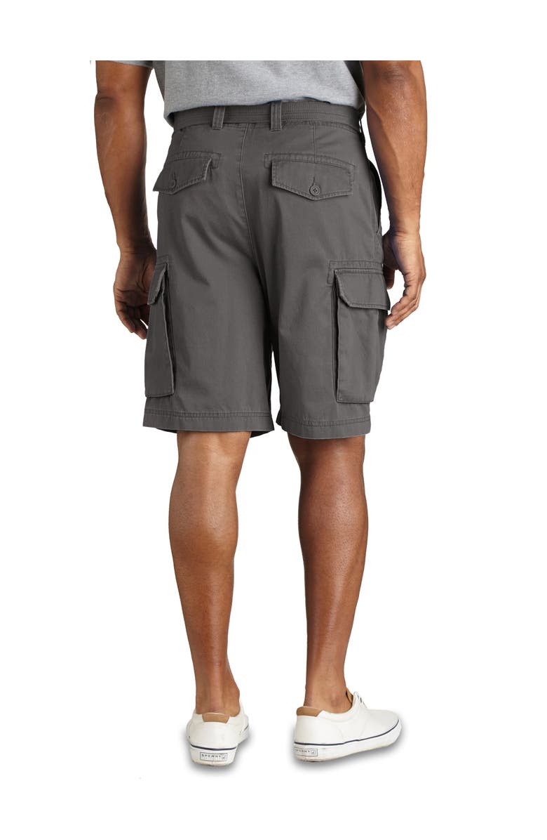 True Nation by DXL Big & Tall Relaxed-Fit Twill Cargo Shorts, Alternate, color, Washed Grey