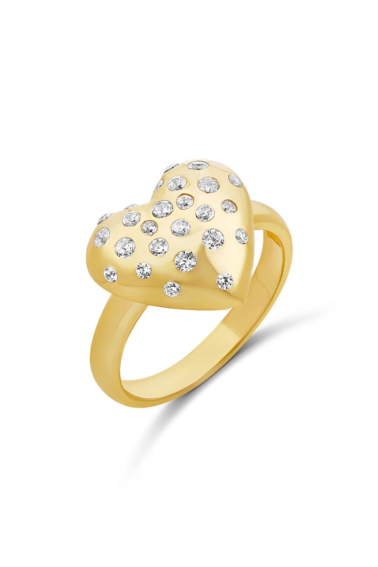 Scattered Stone Puffy Heart Ring, Main, color, GOLD