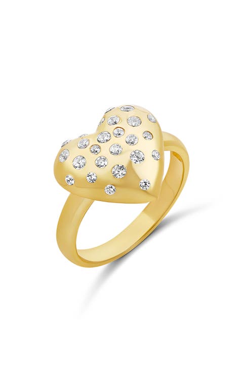 Scattered Stone Puffy Heart Ring
