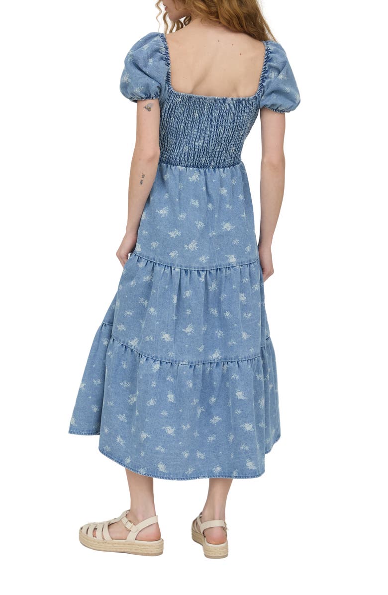 AUGUST SKY Floral Midi Dress, Alternate, color, Denim Blue