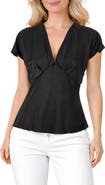 TASH AND SOPHIE Crushed Satin V-Neck Top