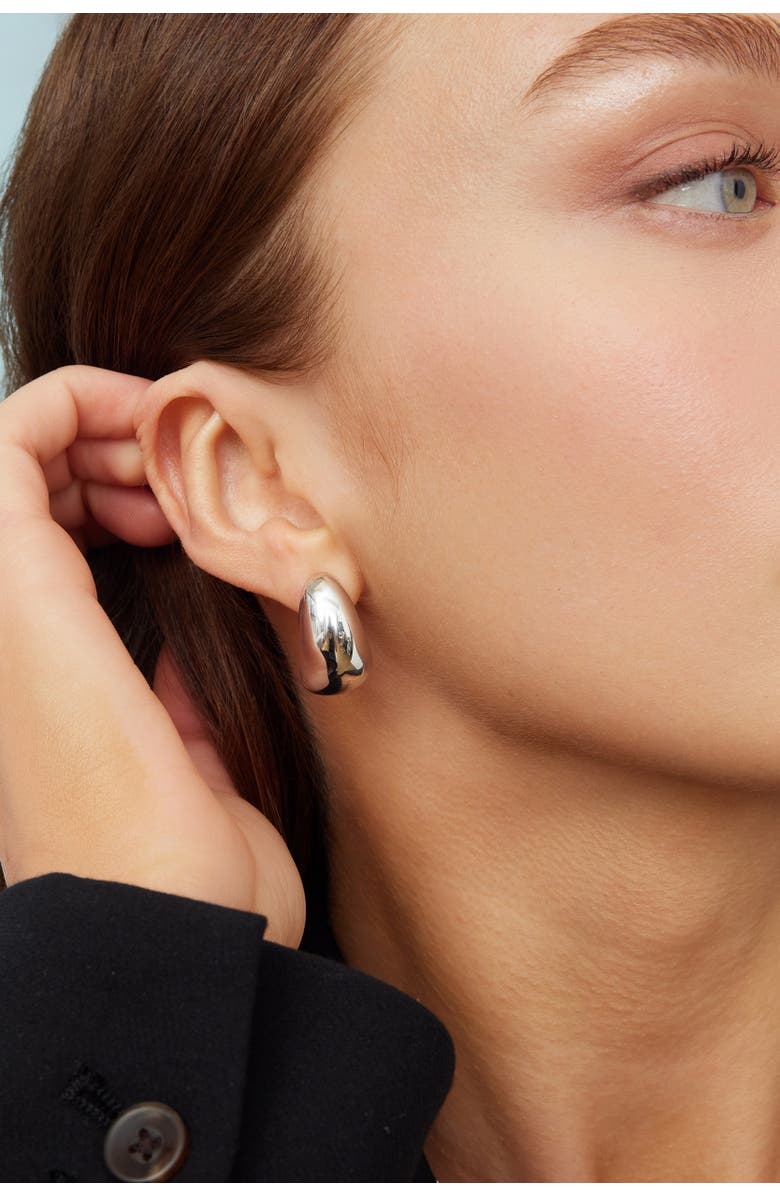 Oradina Sterling Silver Contour Drop Earrings, Alternate, color, Silver