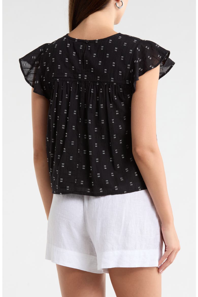 Short Sleeve Dobby Woven Top, Alternate, color, BLACK- IVORY