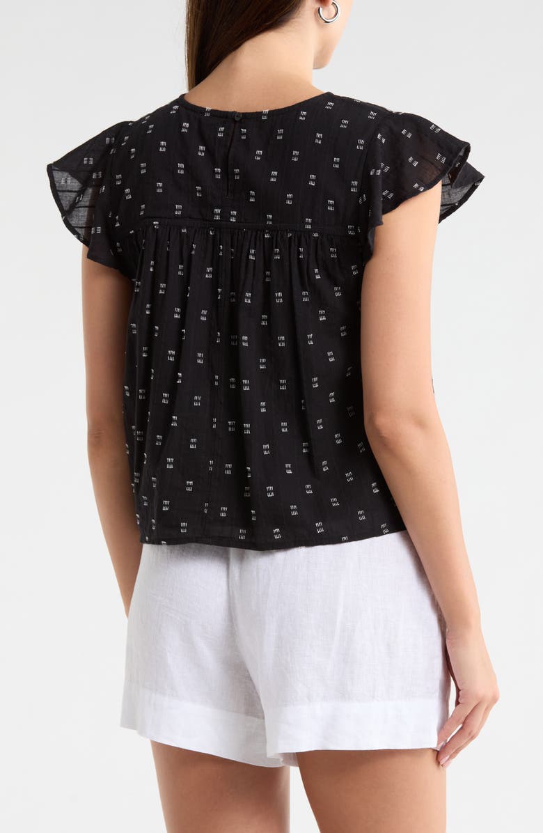 Melrose and Market Short Sleeve Dobby Woven Top, Alternate, color, Black- Ivory