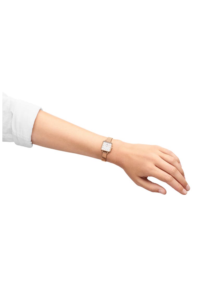 Quadro Studio Mesh Strap Watch, 22mm, Alternate, color, ROSE GOLD/ WHITE