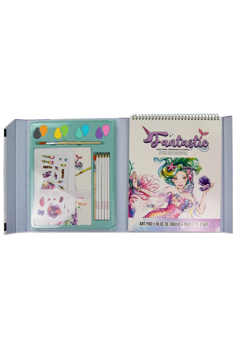 SpiceBox Style Me Up Fantastic Unicorn, Mermaids and Fairies, Watercolor Painting Kit, Alternate, color, Multicolored