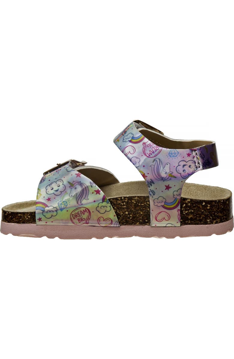 Laura Ashley Girls Footbed Sandals, Alternate, color, Holographic Pink