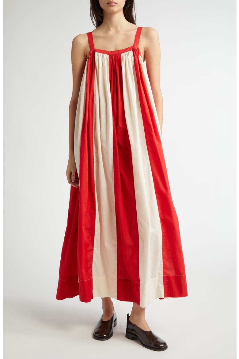 Liberty Stripe Cotton Maxi Dress, Main, color, RED/ WHITE