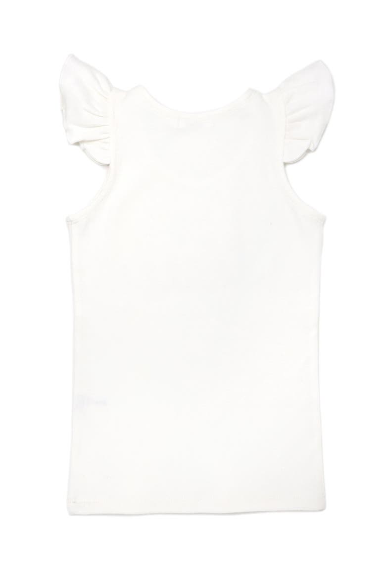 "one" Pink Embroidered Cotton Baby Rib Flutter Sleeve Tank, Alternate, color, Cream