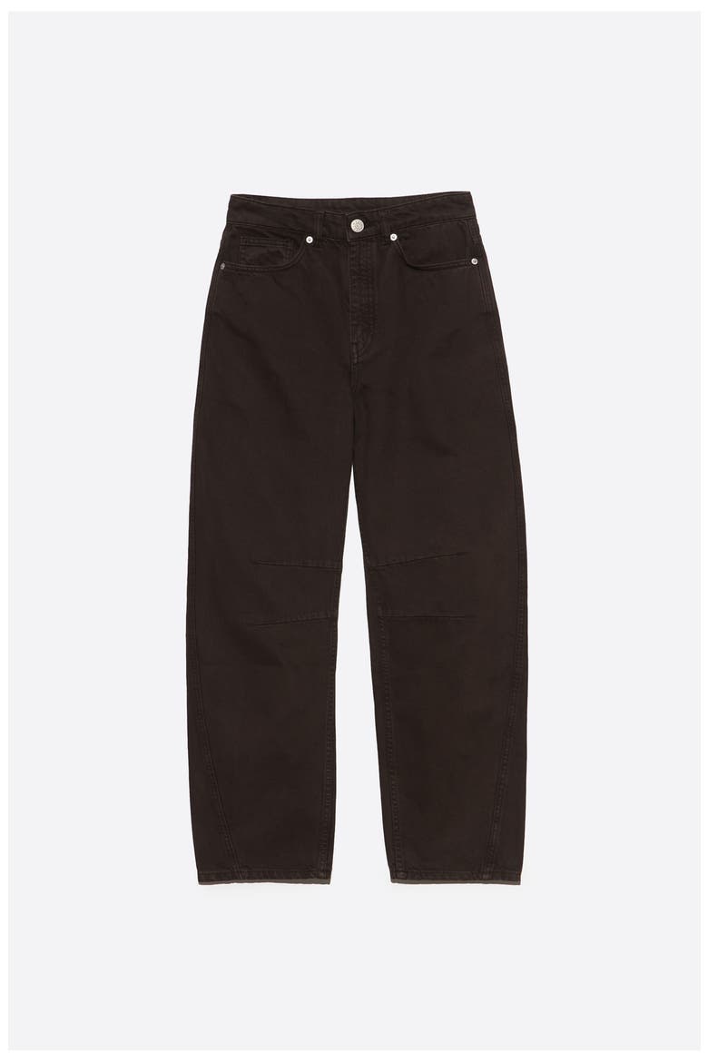 Denim Barrel Leg 5-Pocket Trousers, Alternate, color, BROWN