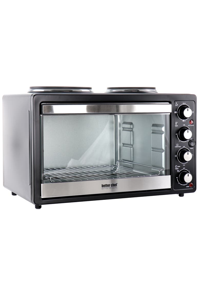 Toaster Oven and Broiler with Dual Burners, Main, color, Black