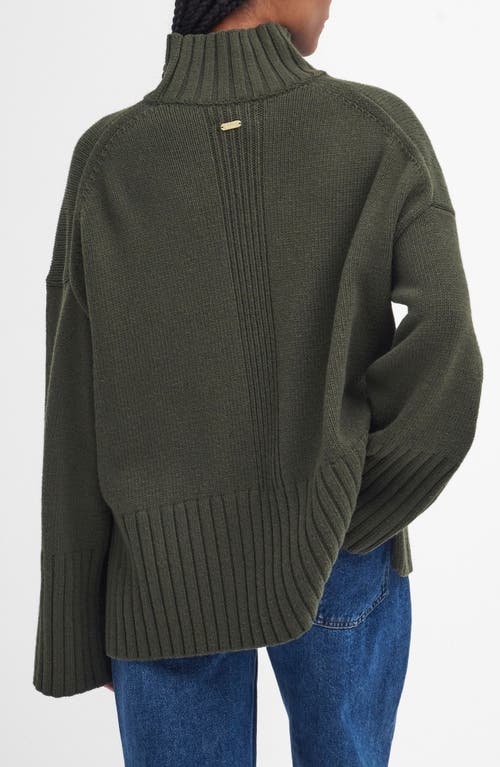 Barbour Serena Cotton & Wool Blend Turtleneck Sweater In Green