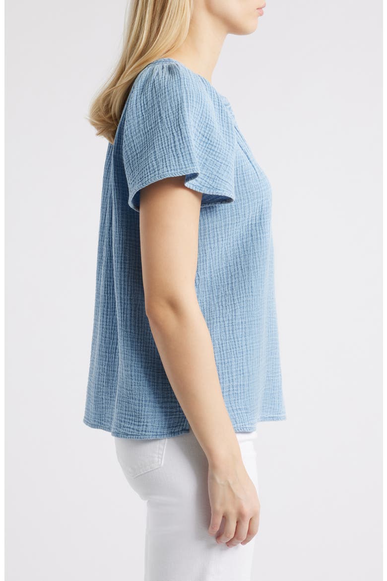 Lark Cotton Gauze Button-Up Shirt, Alternate, color, BLUE ACID WASH