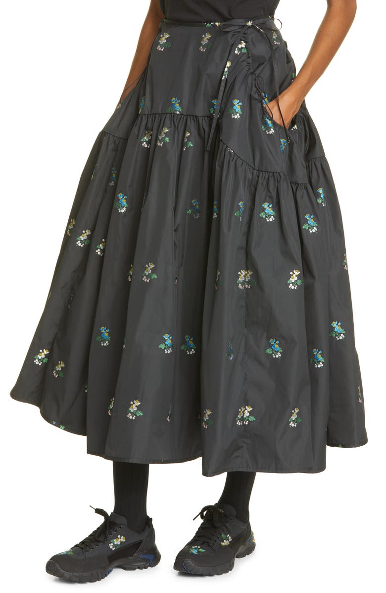 Cecilie Bahnsen Lilly Embroidered Midi Skirt, Alternate, color, 