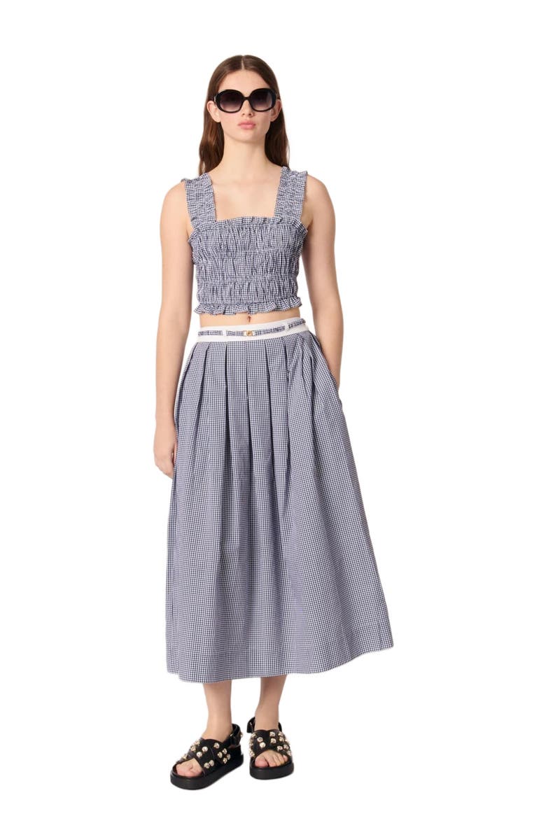 maje Gingham maxi skirt, Alternate, color, 