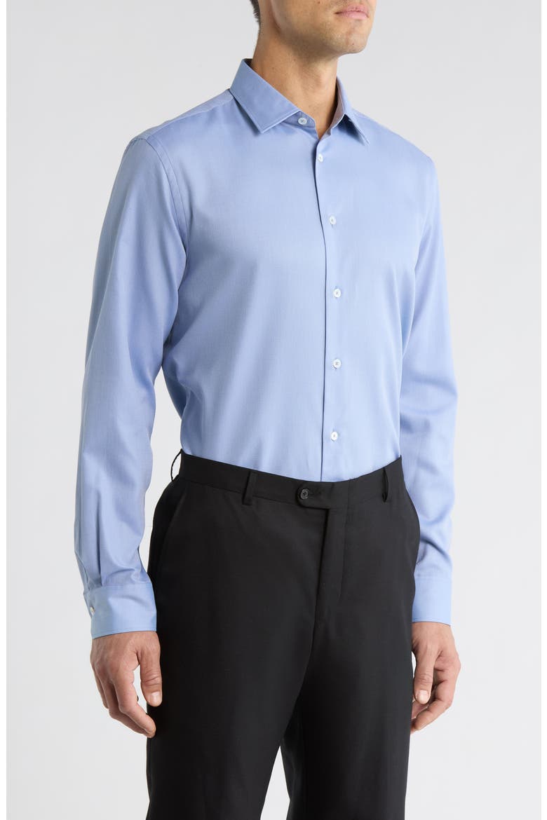 Tailored Fit Textured Cotton Dress Shirt, Alternate, color, BLUE