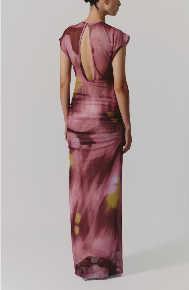 De Loreta Melodi Cap Sleeve Mesh Maxi Dress, Alternate, color, Velada Rosa Print