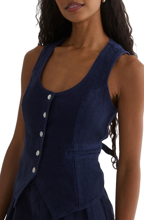 BELLA DAHL BELLA DAHL LINEN SCOOP NECK BUTTON-UP VEST 
