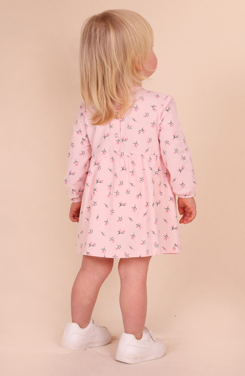 TINY by TINY TRIBE Sweet Flowers Long Sleeve Stretch Cotton Dress, Alternate, color, Light Pink