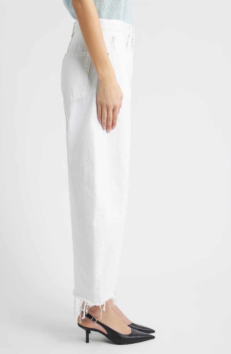 FRAME The Bubble Frayed High Waist Crop Barrel Jeans, Alternate, color, White New Fray