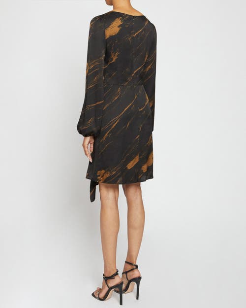 Santorelli Malia Long Sleeve Dress With Side Ruffle Panel In Black