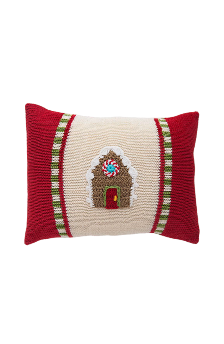 Melange Collection Gingerbread House Mini Pillow, Main, color, Red