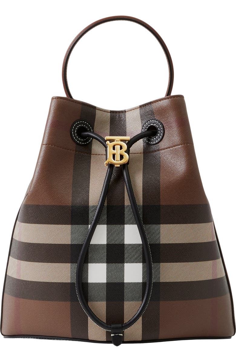 Burberry Small TB Bucket Bag, Main, color, Dark Birch Brown