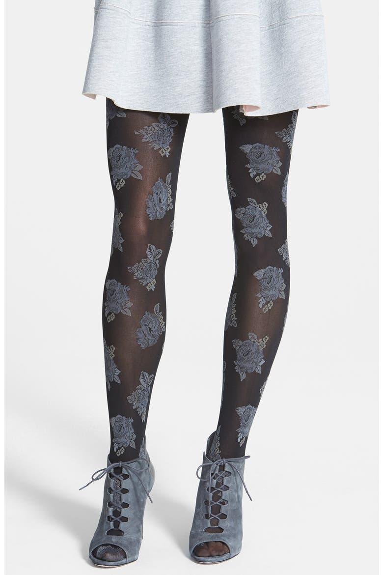 'Country Club Rose' Tights, Main, color, GREY