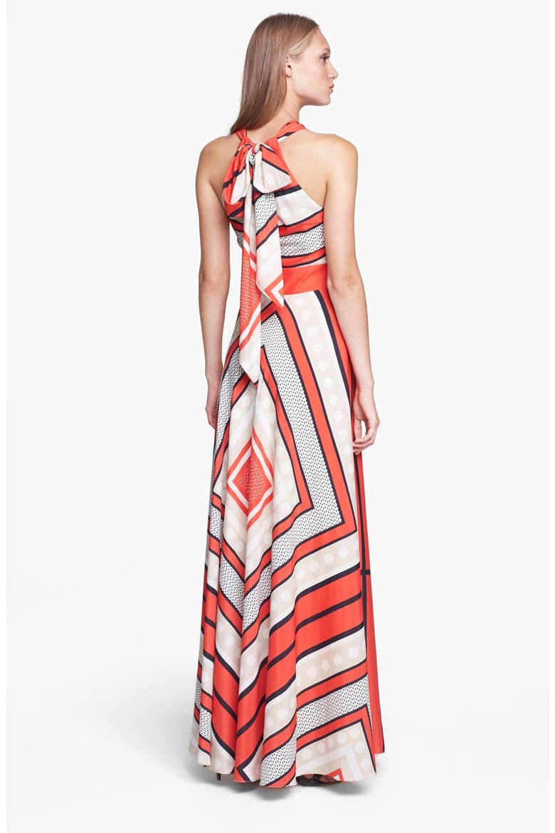 Scarf Print Crêpe de Chine Fit & Flare Maxi Dress, Alternate, color, MULTI