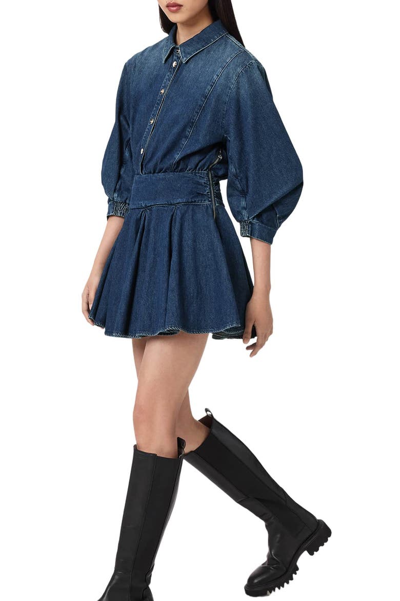 Arlo Denim Minidress, Alternate, color, MID INDIGO