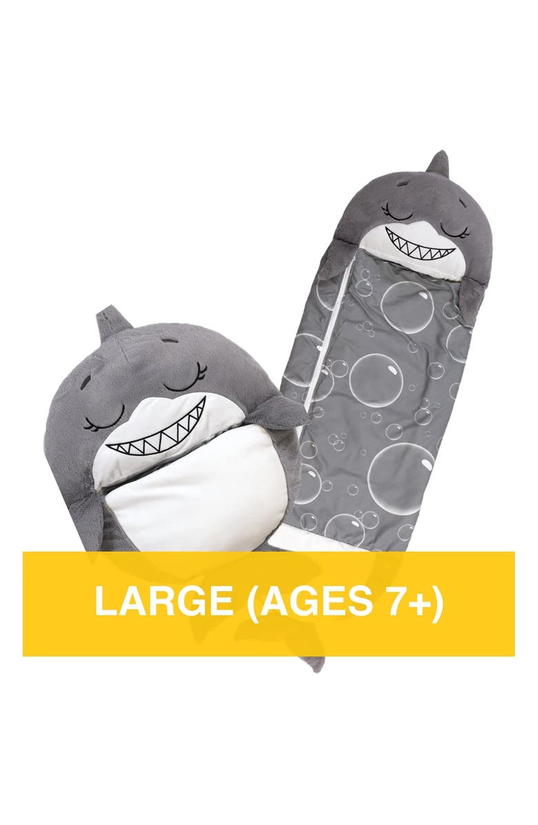 Happy Nappers Grey Shark 2 in 1 Pillow & Sleeping Bag Medium, 54 inch x 20 inch, Alternate, color, Gray