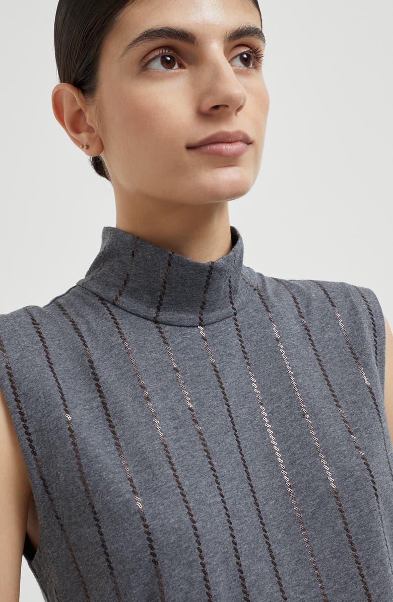 Brunello Cucinelli Dazzling Embroidery top, Alternate, color, Lead