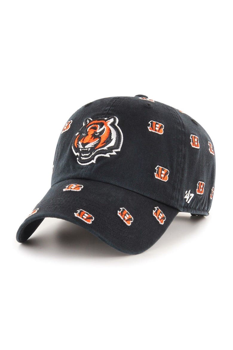 Women's '47 Black Cincinnati Bengals Confetti Clean Up Adjustable Hat, Main, color, Black