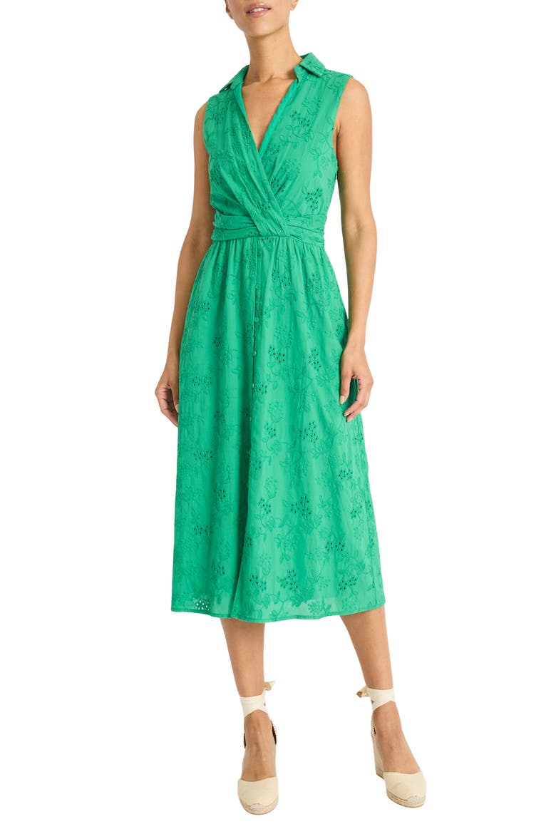 Eyelet Midi Shirtdress, Main, color, JELLY BEAN