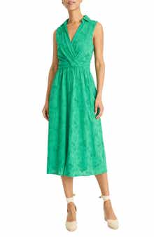 Maggy London Eyelet Midi Shirtdress