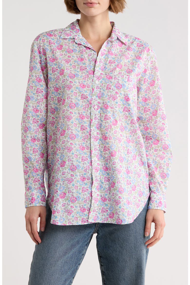 Relaxed Fit Cotton Button-Up Shirt, Main, color, BLUE PINK FLORAL