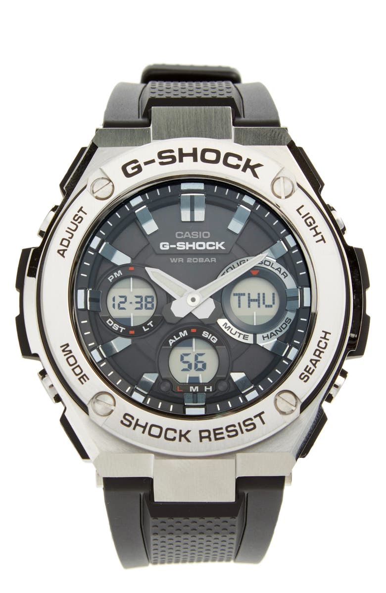 G-SHOCK 'G-Steel' Ana-Digi Resin Strap Watch, 59mm x 52mm, Main, color, 