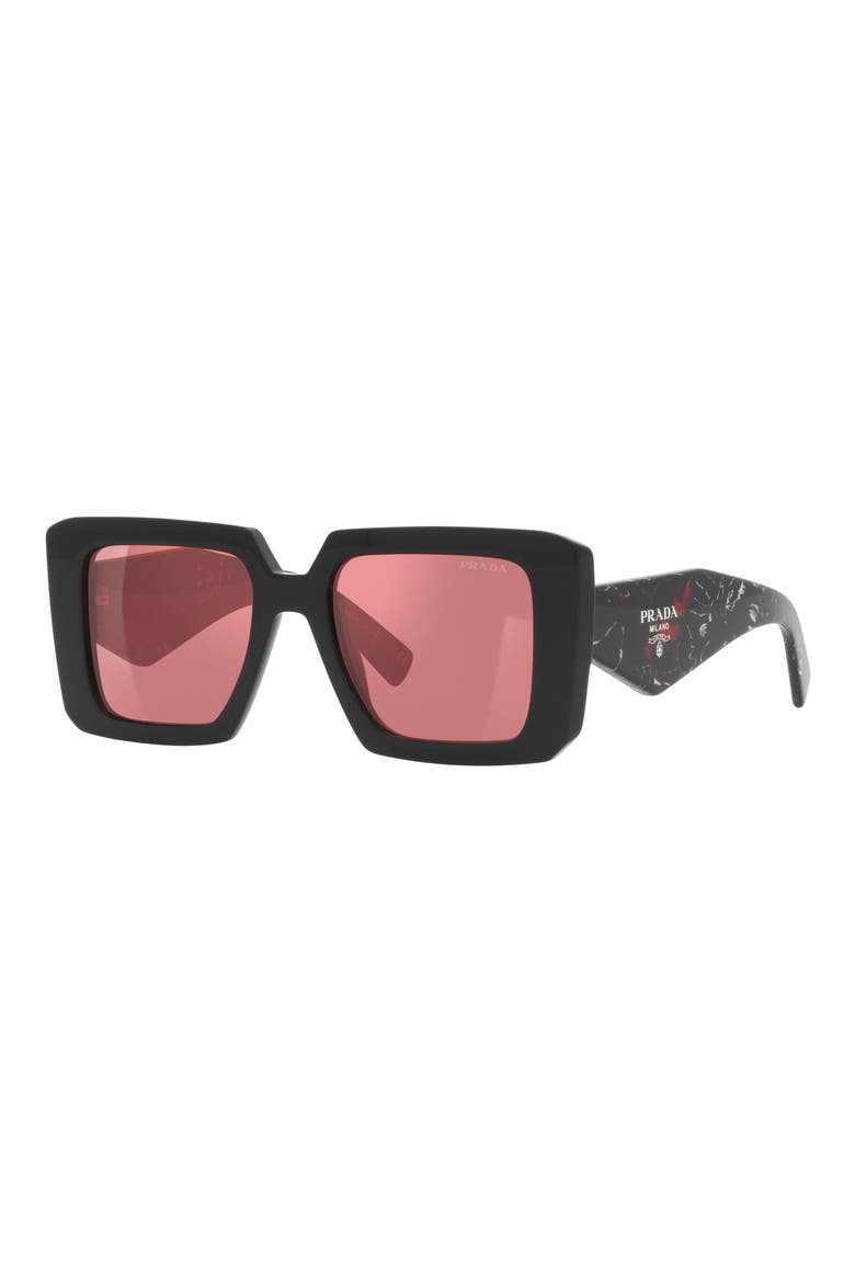 51mm Tortoise Square Sunglasses, Alternate, color, BLACK