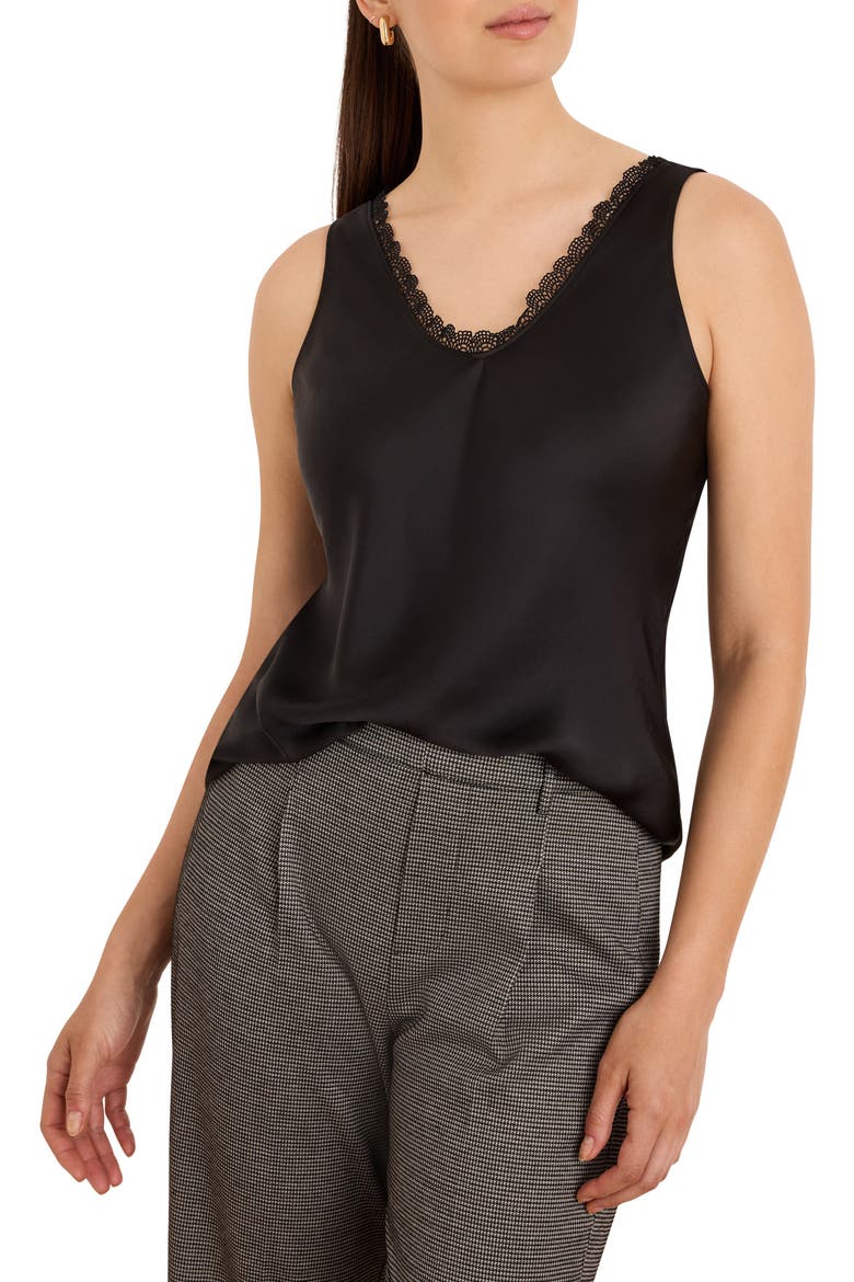 Day Gloss Lace Trim Tank, Main, color, BLACK ONYX