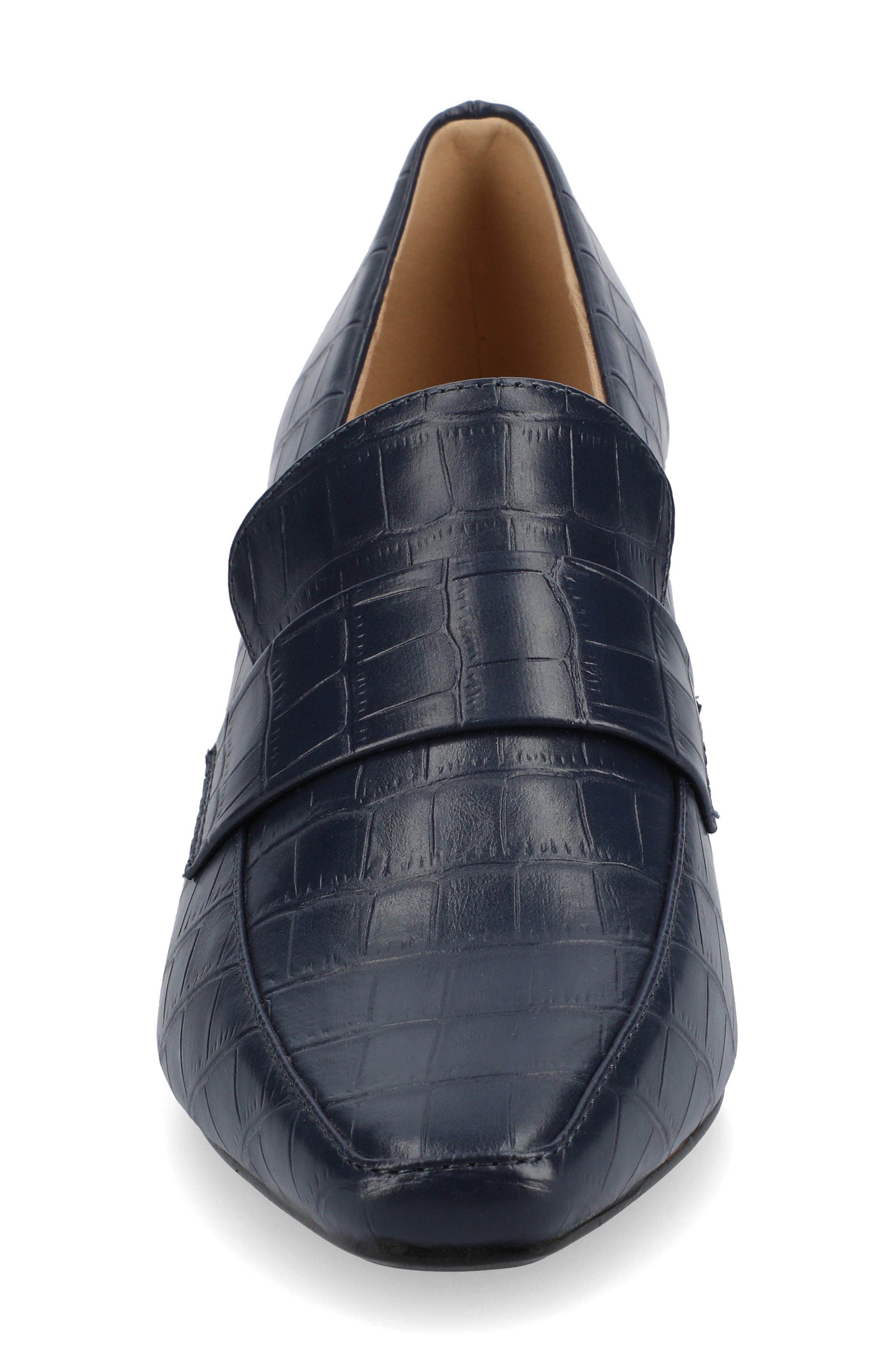 Celina Croc Embossed Loafer Pump - Wide Width Available, Alternate, color, NAVY